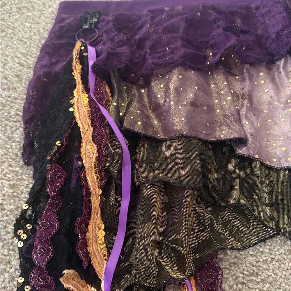 Purple & Gold Fairy Festival Mini Skirt Size Medium w/ Multiple Layers + Fabric - Picture 6 of 6